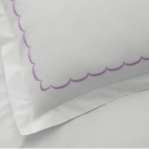 New The Company Store Euro Embroidered Scallop Lavender Geometric Sham